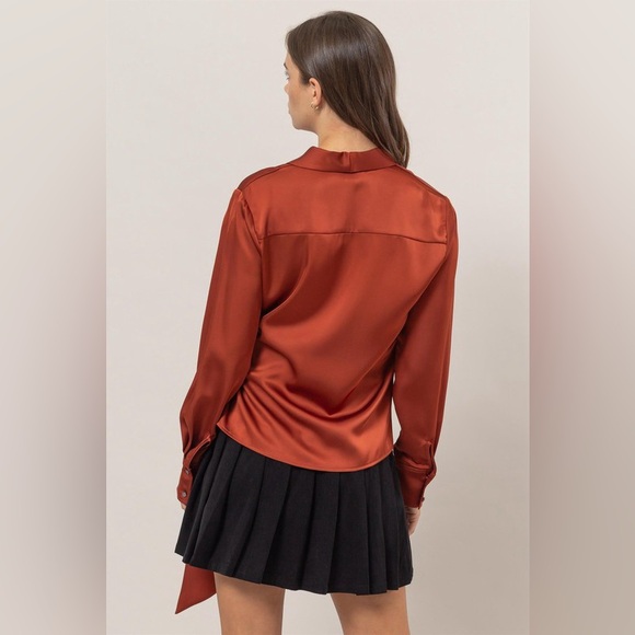#114 Keri Satin Wrap Blouse - Picture 4 of 5